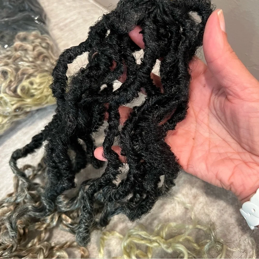 24” Goddess Locs Crochet Hair 7 Packs Boho Queen Locs Black to Blonde Curly #D18